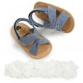 thumbnail image 2 of Baby Girls Sandals Outdoor Anti-slip Soft Sandals First Walkers Toddler Cross Laces Girls Summer Shoes With Flowerr Band (0-18M), 2 of 3