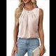 thumbnail image 1 of Camiseta Sin Mangas de Satén de Seda para Mujer, Atuendo Informal de Verano 2025, Camisa Elegante de Trabajo Sin Mangas, Color Albaricoque S, 1 of 8