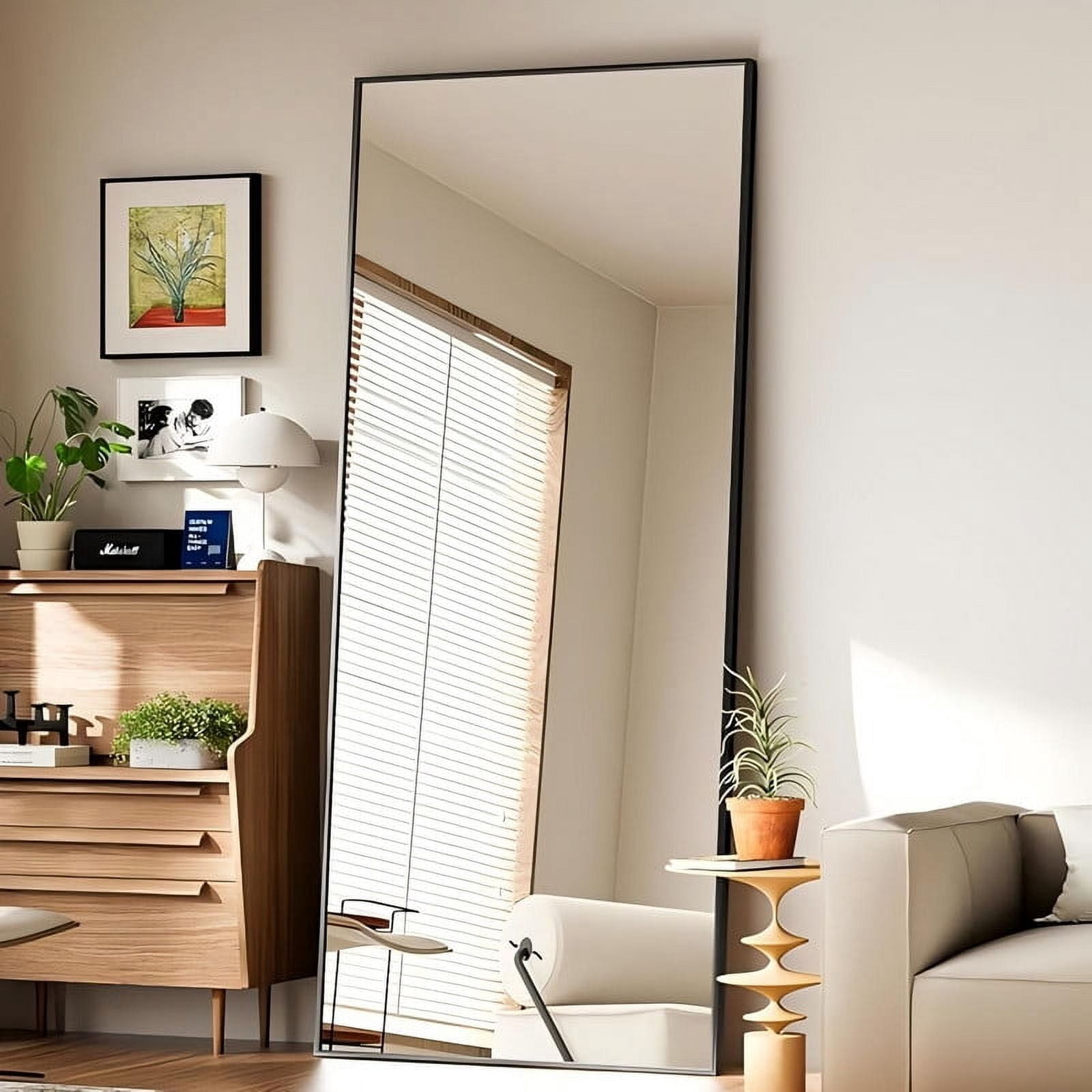 Lumora 65.3"x 24" Full Length Mirror Rectangular Floor Body Mirror with Stand, Black
