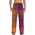 thumbnail image 3 of Goofa Purple Yellow Buffalo Plaid Printed Soft Pajama Pants for Men, Wide Leg Comfy Casual Lounge Yoga Pants-XX-Large, 3 of 9