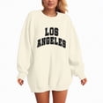 thumbnail image 5 of Towmus Women Long Sleeve Los Angeles Sweatshirts Casual Long Sleeve Raglan Shirts Cool Letter Print Pullover Tops, 5 of 5