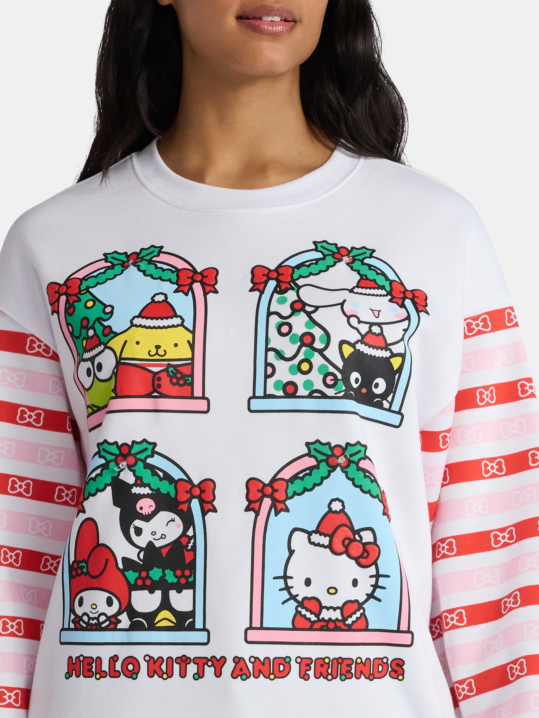Hello Kitty and Friends Women's Light Up Christmas Graphic Sweatshirt with Long Sleeves, Sizes XXS-XXL