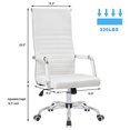 thumbnail image 5 of KaiMeng Ribbed Office High Back PU Leather Desk Adjustable Swivel Task Computer Chair with Armrest for Conference Study Leisure, White, 5 of 5