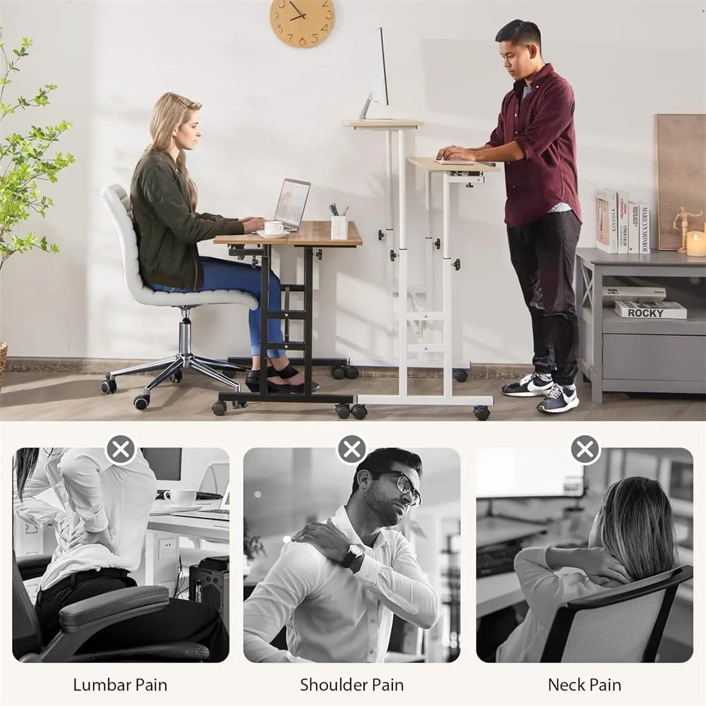 Adjustable Height Laptop Standing Table, Mobile Stand Up Desk, Small Computer Desk Rolling Desk For Home, Office, School