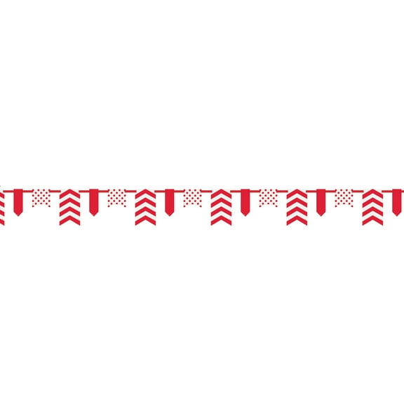 12ft Red Polka Dot and Chevron Paper Flag Banner
