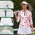 thumbnail image 6 of Uorisanigo Cute Golf Womens 3/4 Sleeve Golf Shirts Size XL Breathable Athletic Polo Workout Tops Fashionable Zipper Neck Relaxed Tennis Tops Relaxed Casual Outing Wear for Women, 6 of 7