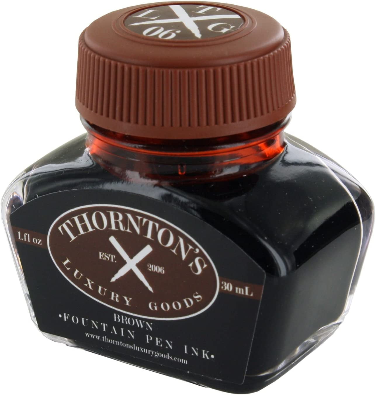 Thornton's Luxury Goods Premium Fountain Pen Ink Bottle 30ml - BROWN | Smooth Effortless Flawless Writing | Suitable for All Brand and Calligraphy Pens | Office Supplies | International Standard