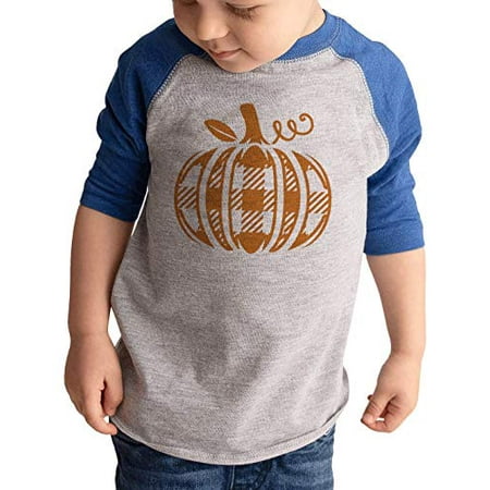 

7 ate 9 Apparel Kids Orange Plaid Pumpkin Raglan Blue