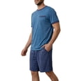 thumbnail image 3 of GENTS BLISS Men Pajamas Set Crewneck 2 Piece Set Short Sleeve Shirt with Color Block Pocket and Soft Shorts Loungewear, 3 of 11