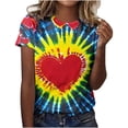 thumbnail image 3 of QUNYINEY Tie Dye Tee Shirts Womens Casual Crew Neck Short Sleeve Tops Going Out Pullover Loose Love Heart Shirts, 3 of 6