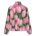 thumbnail image 6 of Jackets for Women Winter Coat Jackets Flannel Stand Collar Jacket(Bouquet of Pink Tulips Flowers,Size:S-4XL), 6 of 7