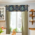 thumbnail image 3 of Yayeee Kitchen Valance Rod Pocket 54" x 18" Living Room Window Curtain, Navy Blue Peacock Pattern, 3 of 6