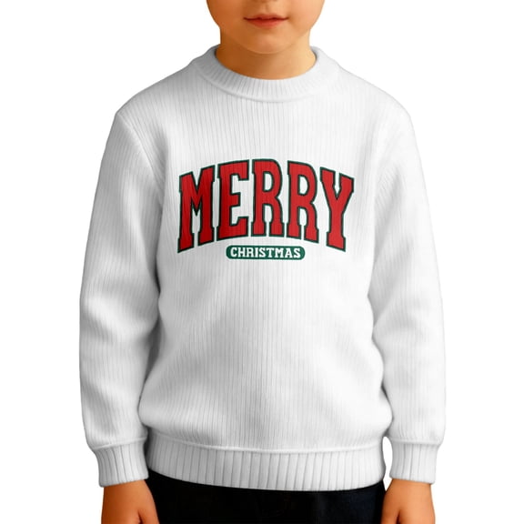 SUXIAN Boys Long Sleeve Crewneck Print Sweatshirt Soft Lined Thermal Pullover Top for Kids Winter Holiday Casual Wear with Boys Sweatshirts #1_White 13-14 Years