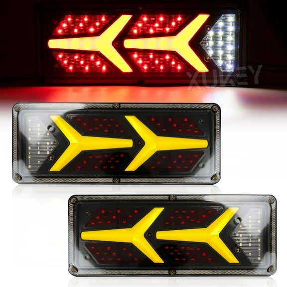 Yiyasu 2x LED Trailer Truck Tail Light Indicator Reverse Dynamic Turn Rear Driving Lamp