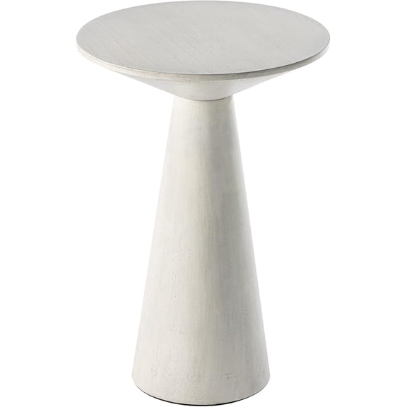 Farmhouse Pedestal Small End Table Round Martini Table Wood Plant Stand Rustic Drink Table for Small Space Living Room, Bedroom, White