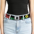 thumbnail image 5 of Buckle-Down Belt, Seatbelt Buckle Belt, Hibiscus Close Up Black Green Yellow Red, 34 to 52 Inches, 5 of 9