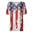 thumbnail image 4 of 4th of July Shirts for Women 3/4 Length Sleeve Patriotic Tops Dressy Casual Notch Neck Blouses 2024 USA Flag Star Stripes Printed Parade T Shirt, 4 of 5