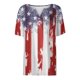 thumbnail image 4 of Camiseta para Mujer Camiseta con Estampado de Botones Manga Corta Diario Fin de Semana Moda Básica Cuello en V Top Regular Vermilion/3XL, 4 of 5
