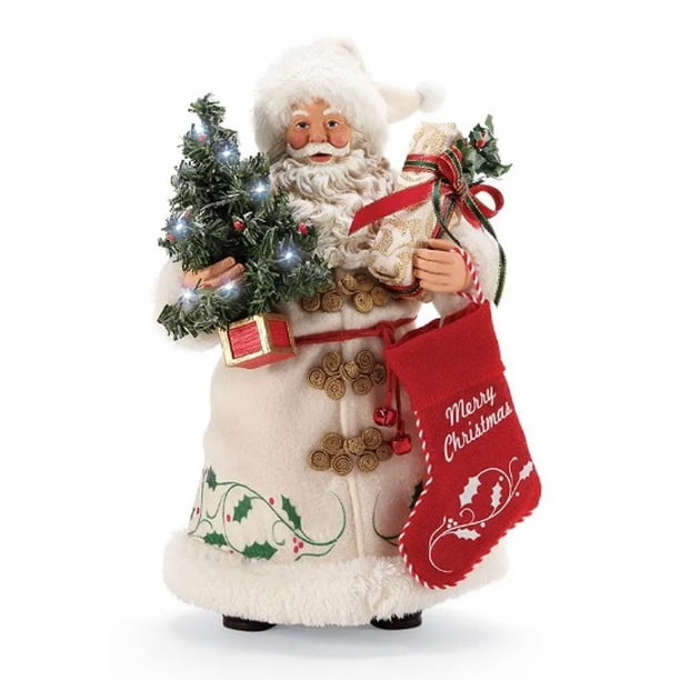 Babbo Natale Con Statuetta Color Oro In Poliestere Decorazione Natalizia 63 Cm 89331650