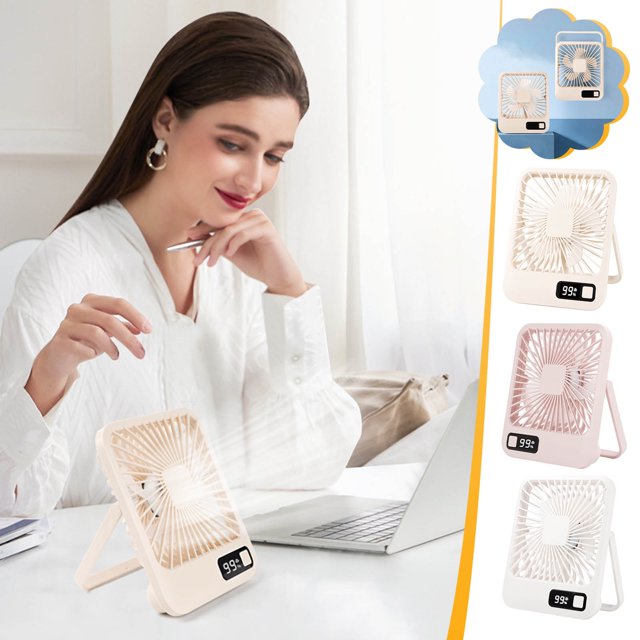Xihbxyly Ventilador de Escritorio Usb, Diseño Compacto y Plegable, Funcionamiento Silencioso, Carga Portátil, Pantalla Digital, Uso En Oficinas y Dormitorios, Ligero, Tamaño 160 X 134 X 36 Mm, 5 Velo