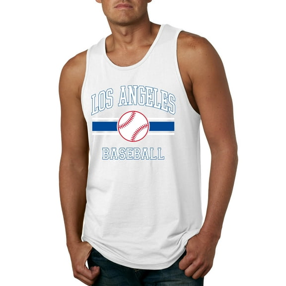 Wild Bobby City of Los Angeles LA Baseball Fantasy Fan Sports Men's Tank Top, White, Medium
