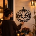 thumbnail image 4 of Halloween Jack O Lantern Pumpkin Hanging Ornament, Halloween Decorations Evil Pumpkin Decor, Halloween Iron Pendant for Front Door Window, Halloween Indoor Outdoor Party Scene Layout,12x11Inch, 4 of 6