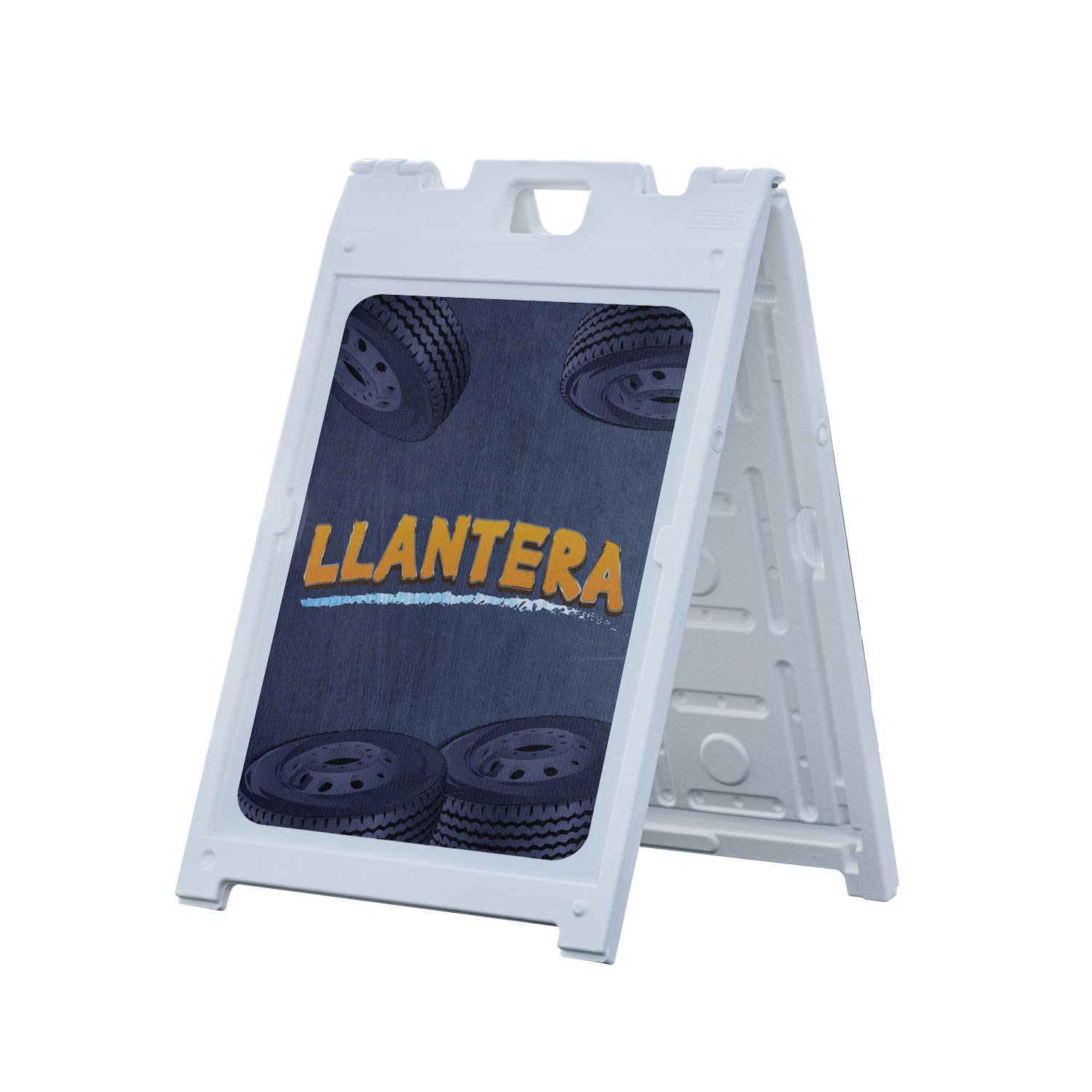 Llantera 18 x 24 Double Sided A-Frame Sidewalk Sign Includes 2 Plastic Inserts | Foldable Portable White Signicade Sandwich Board Signs