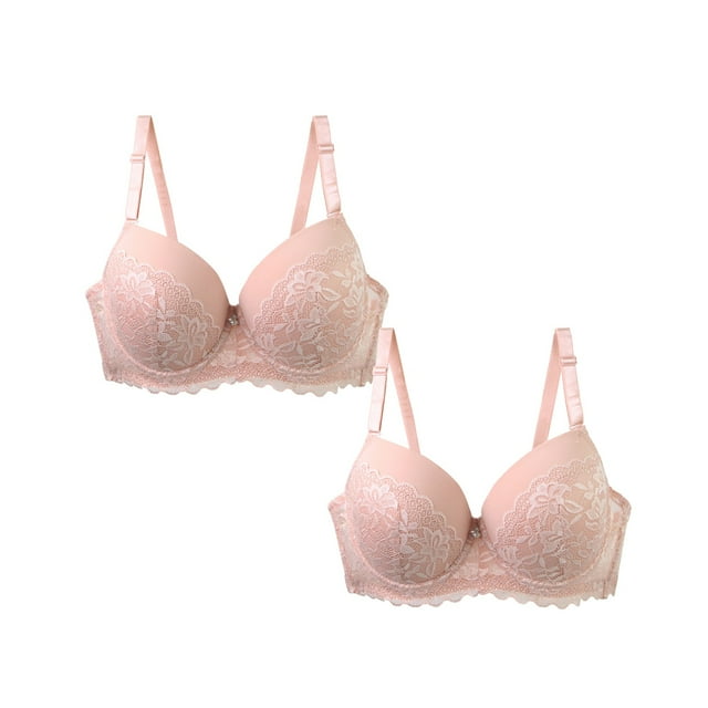 ManxiVoo 2 Pack Underwire Bra for Women Plus Size Full Coverage Lace Underwear Comfortable Support Daily Wear 95C Size