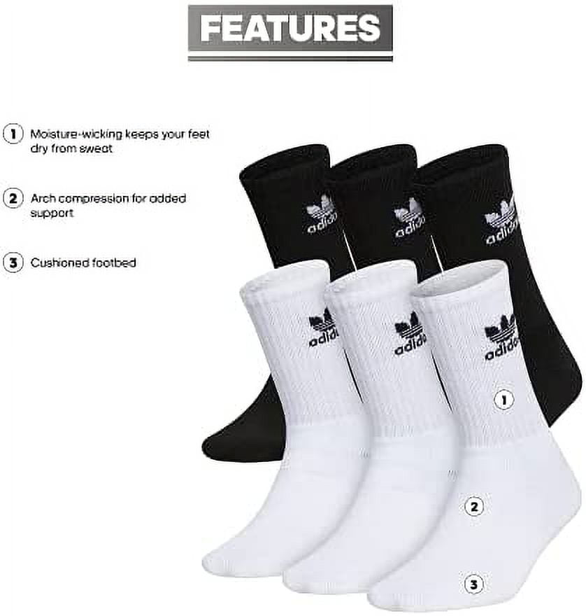 adidas Originals Unisex Kids-Boy's/Girl's Trefoil Cushioned Crew Socks (6-Pair), White/Black, Medium