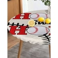thumbnail image 6 of Baseball Sport Round Fitted Tablecloth with Elastic Edge, Home Sweet Beige Linen Texture Abstract Waterproof Stretch Table Covers for 45"-54" Tables Wipeable Table Cloth for Outdoor, 6 of 9