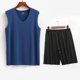 thumbnail image 2 of Conjunto Deportivo de los Hombres, Moda Casual de Color Sólido Cuello en V sin Mangas de Elasticidad Superior para el Desgaste Al Aire Libre, Traje Atlético de Humedad, 2 of 5