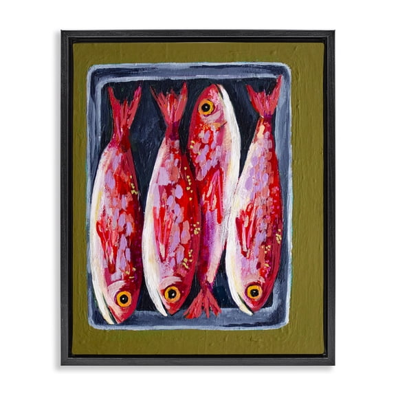 Stupell Industries Contemporary Red Fish on a Platter Black Floating Frame Canvas Art, 17 x 21, by Rachel Nerney
