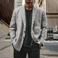 thumbnail image 3 of Evdexr Button Down Suit Jacket Men Big and Tall Linen Jackets Long Sleeve Cotton Business Dress Shirts Summer Striped Oversized Loose Fit Suits Gray XL, 3 of 6