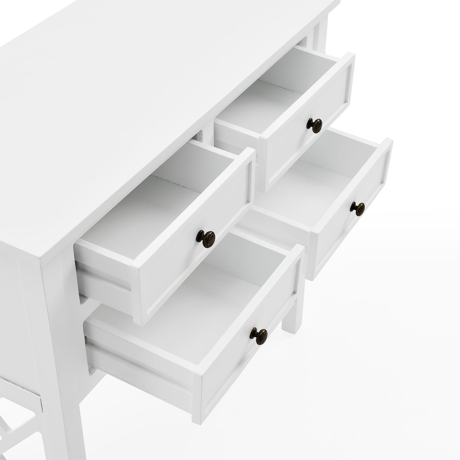 Alaterre Furniture Coventry 32 in. Wood Entryway or Console Table with Drawers and Shelf, Modern Open-Side Design, Versatile for Living Room, Entryway and Kitchen, White