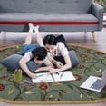 thumbnail image 5 of Ottomanson Floral Area Rug 5' x 6'6" Oval - Non Slip Low Pile Carpet, Seafoam Green, 5 of 8