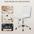 thumbnail image 5 of Lacoo Task Chair Desk Chair Mid Back Armless Vanity Chair Swivel Office Rolling Leather Computer Chairs Ribbed Adjustable Conference Chair (White), 5 of 7