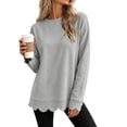 thumbnail image 2 of Xaqiouau Womens Oversized Crewneck Sweatshirt Scalloped Hem Long Sleeve Pullover Tunic Top Loose Fit Lightweight Casual Fall Winter Tops, 2 of 7