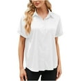 thumbnail image 2 of Njoeus Women's Summer Business Work Office Blouse Womens Short Sleeve Shirts V Neck Collared Button Up Shirt Tops S-XXL, 2 of 8