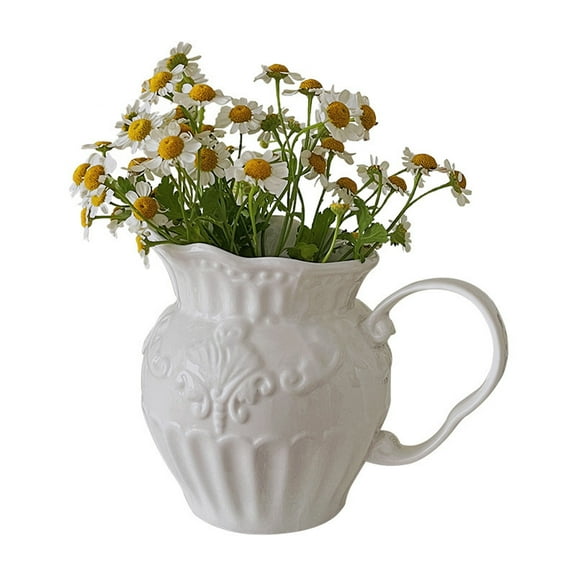 French Vase, 11.5cm, Decorative, Vintage Rustic Flower Vase Jug with Handle, for Indoor Living Room