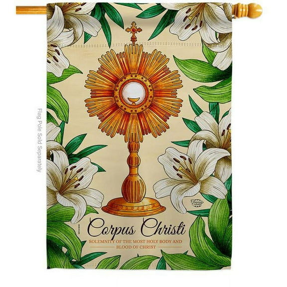 Ornament Collection  Lilys Corpus Christi Religious First Communion Double-Sided Garden Decorative House Flag, Multi Color