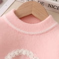 thumbnail image 3 of GYRATEDREAM Toddler Girls Pullover Sweater Comfy Long Sleeve Cable Knit Crewneck Cute Print Daily Wear Jumper Fall Winter for 4-5Y Pink, 3 of 9