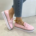 thumbnail image 5 of asdoklhq Sneakers for Women,New Platform Flat Casual Lazy Shoes Round Toe Bow Ladies Tassel Single Shoes, 5 of 9