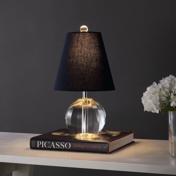 JONATHAN Y Goddard 16" Crystal Ball/Metal LED Table Lamp, Clear/Navy, JYL2079D