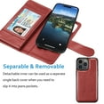 thumbnail image 5 of Wallet Case for iPhone 15,15 Pro,15 Plus,15 Pro Max,iPhone 15 Pro 6.1" 5G Case Magnetic Detachable with 9 Card Holder for Women Men,Luxury Leather Wristlet Strap Carrying Folio Flip Cover, Wine, 5 of 6