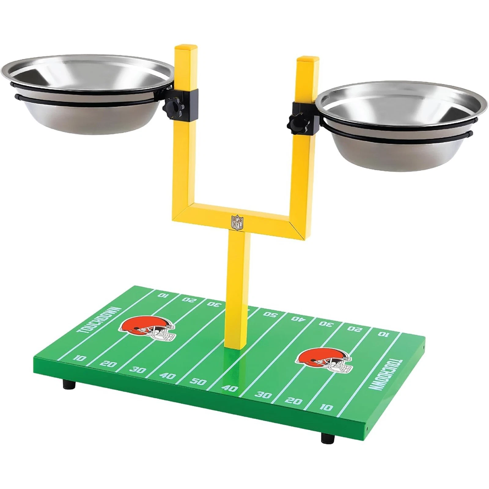 Pets First NFL Goalpost Elevated Dog Feeder Stainless Steel & Adjustable