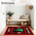 thumbnail image 3 of ODIKA 5'x7' Machine Washable Non-Slip Area Rug, Jolly Holiday Checkered Tree with Vintage Lettering and Sprinkles High Traffic Rug with Pad, Red, 651556, 3 of 8