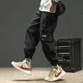 thumbnail image 1 of Loose Fit Multi Pocket Joggers For Spring Summer, Men's Street Style Waist Drawstring Casual Pants Cargo Pants For Fitness Outdo, 1 of 5