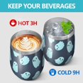 thumbnail image 4 of 12oz Stemless Wine Tumblers Halloween Ghost Pattern Vacuum Insulated Stainless Steel Travel Tumbler Cups Mug with Lid and Straw for Champaign,Cocktail,Beer with Cleaning Brush, 4 of 5