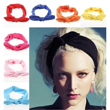 - Women's Headband Solid Color Knot Hair Band Rabbit Ear Headband