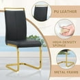 thumbnail image 6 of SUDICA Set of 8 Black Faux Leather Dining Chairs, High Back Design with Gold Metal Legs for Dining Room, 6 of 10